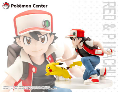 red with pikachu figure